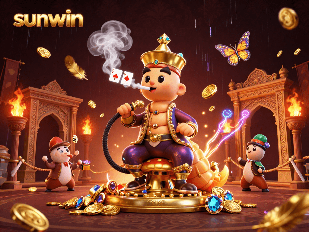 Experience thrilling poker action with sunwin’s vibrant 3D casino illustration showcasing unique characters and elements.