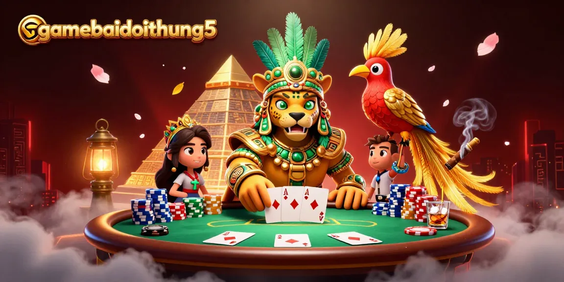Join the excitement at gamebaidoithuong5 with vibrant casino elements and engaging characters.