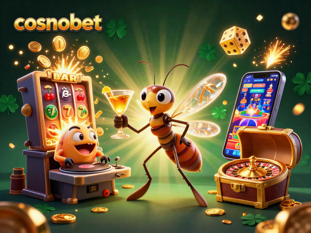 Experience the thrill of cosmobet's casino games with a lively 3D poker scene showcasing vibrant characters and elements.