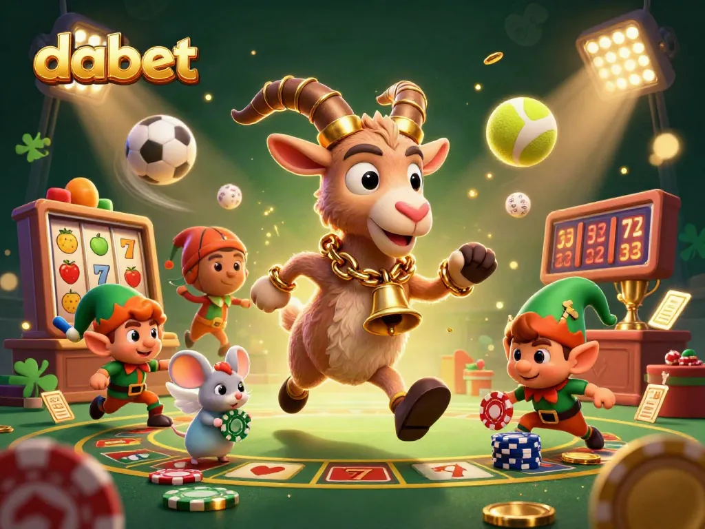 Experience thrilling gameplay at Dabet with a lively casino scene, showcasing unique characters and exciting game elements.