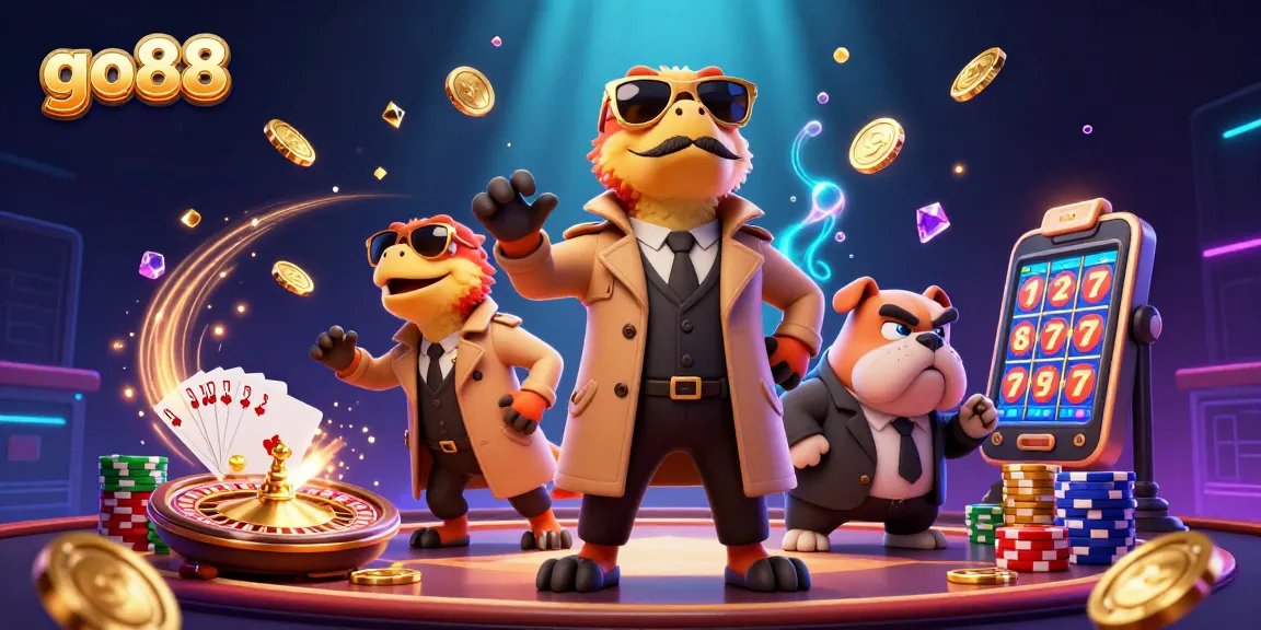Experience thrilling gameplay at go88, where cartoon raptors hilariously attempt entry into a VIP casino lounge.