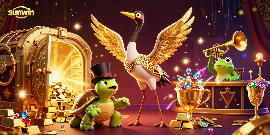 Experience the thrill of sunwin with a vibrant illustration showcasing characters and casino elements.