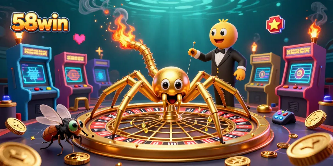 Engage with 58win's thrilling casino experience featuring vibrant golden elements and dynamic gameplay.