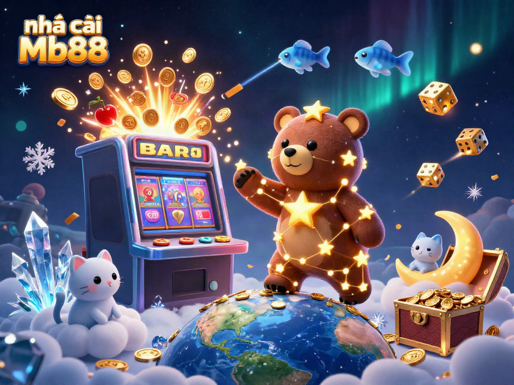 Experience the excitement at nhà cái Mb88 with vibrant scenes of jackpots and fun casino games featuring animated characters