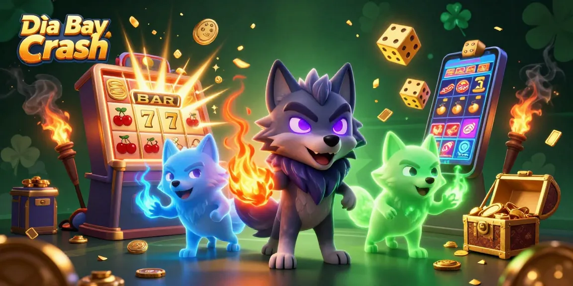 Experience the excitement of Đĩa Bay Crash with vibrant casino-themed characters and elements in a dynamic 3D illustration.