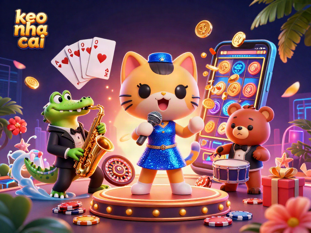 Engage with keo nha cai action as a jazz-singer cat, crocodile, and bear cub create a vibrant casino atmosphere.
