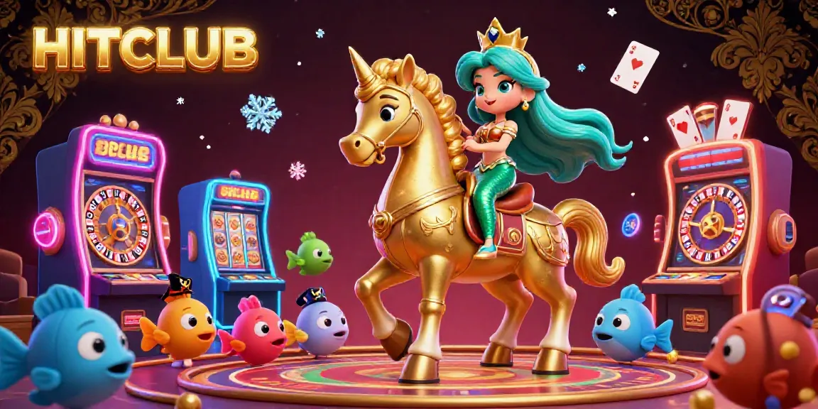 Experience the excitement of HITCLUB with creative gambling characters in a vibrant 3D casino setting.
