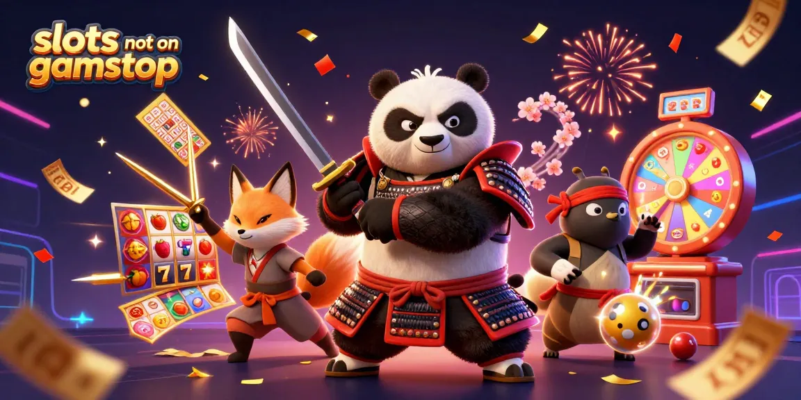 Experience vibrant action with slots not on gamstop, featuring animated slot reels and dynamic characters.