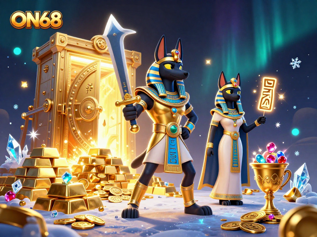 Experience thrilling gaming action at ON68 with ancient hero Anubis and treasures galore.