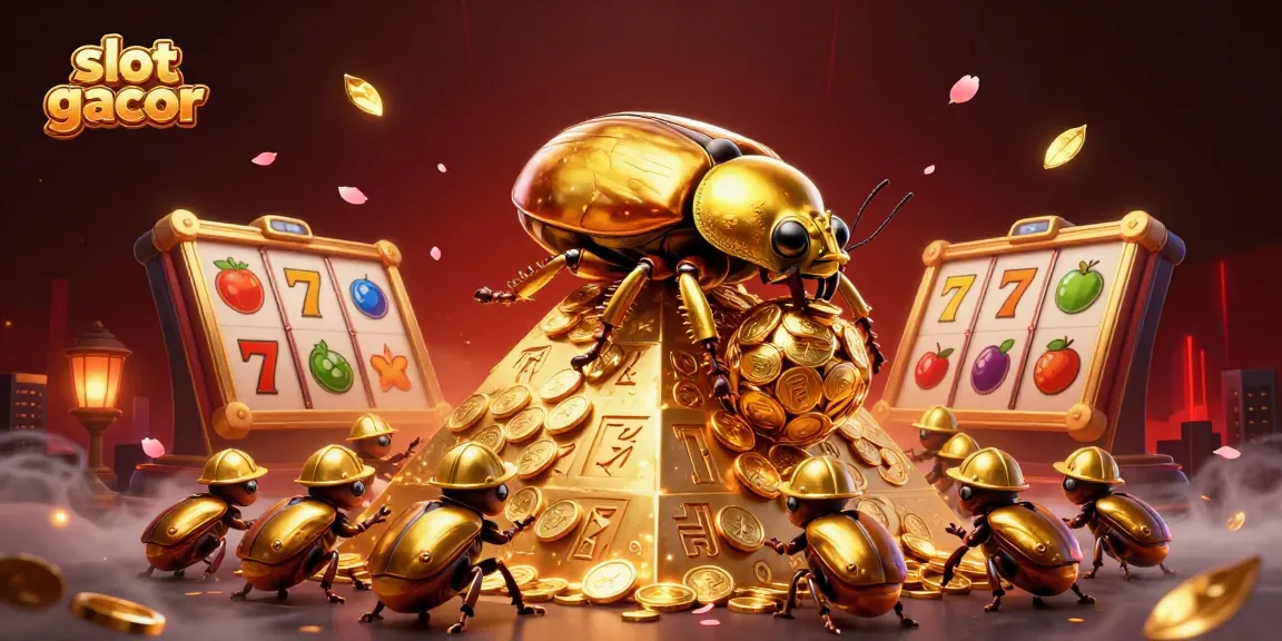 Experience the excitement of slot gacor with golden coins and dynamic casino elements in this vibrant illustration.