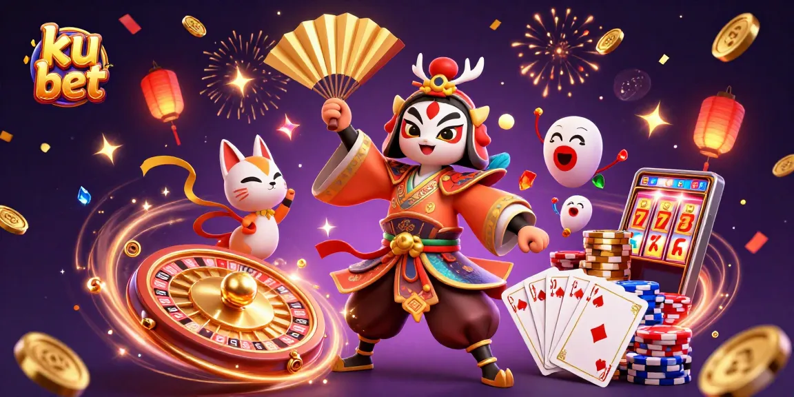 Experience thrilling gaming dynamics with ku bet in this vibrant 3D casino scene.
