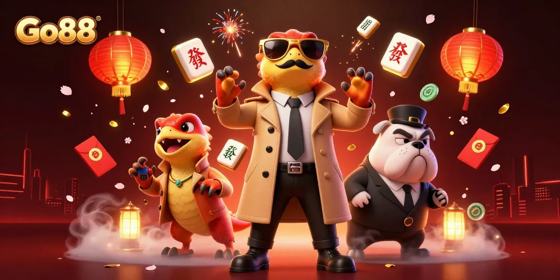 Experience the thrilling Go88 casino with animated raptors in a trench coat entering a VIP lounge.