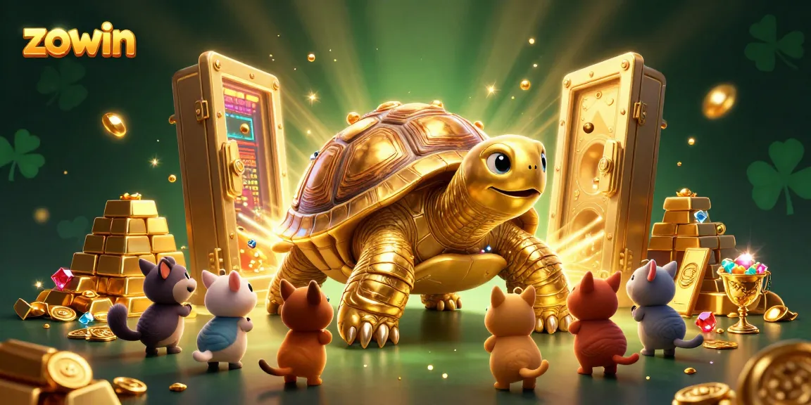 Zowin offers thrilling gaming experiences amidst glimmering treasures and vibrant characters in an enchanting casino scene.