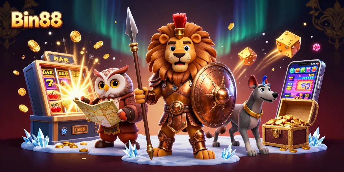 Spin to win at Bin88 with our dynamic 3D casino scene featuring exciting games and rich imagery.