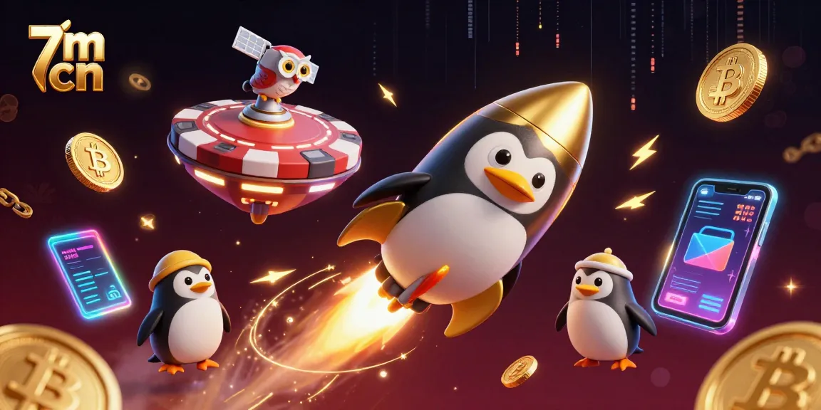 Boost your chances at 7m cn with a vibrant cosmic casino scene featuring a golden penguin.