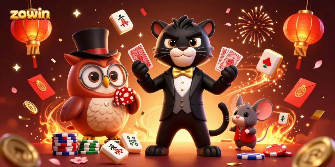 Experience exciting games at Zowin with stylish characters and vibrant casino elements.