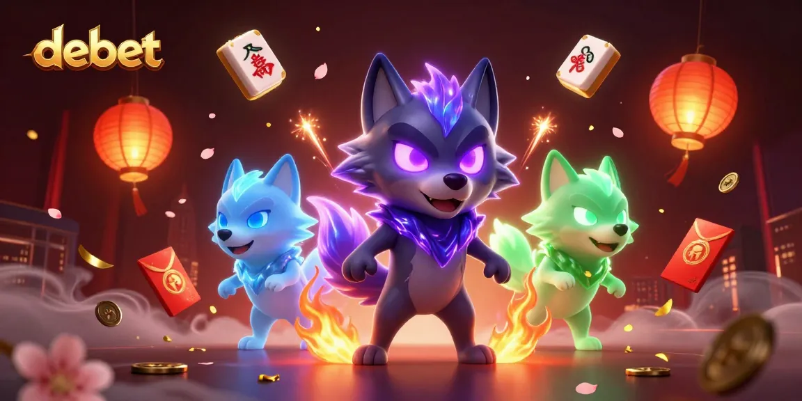 Join the debet thrilling adventure with mystical wolves and vibrant casino elements in this captivating 3D scene.