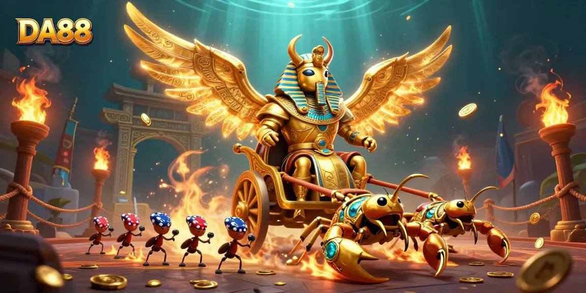 Engage with DA88's electrifying casino adventure featuring ancient Egyptian characters and vibrant betting action.