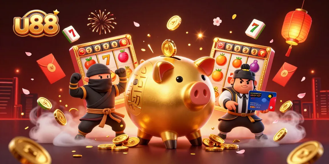 Engaging u88 online casino illustration featuring vibrant characters and casino gaming elements.