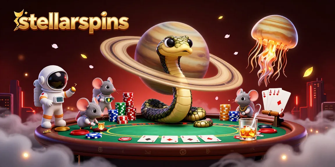 Bet on the stellarspins roulette wheel in a vibrant cosmic casino scene with lively characters.